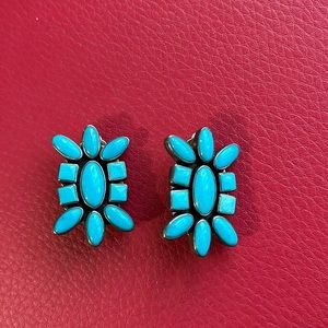 Sterling silver turquoise clip-on earrings
